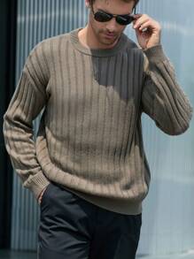 Manfinity Hypemode Men's Solid Color Crew Neck Casual Long Sleeve Sweater