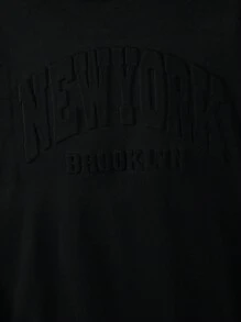2 pièces Ensemble sweat-shirt à capuche et pantalon Brooklyn avec impression de lettre épaissi, pour garçons adolescents