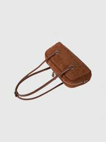 ROMWE Fairycore Túi đeo vai nhung cổ điển dành cho nữ, túi xách đeo chéo để đi làm và sử dụng hàng ngày - Cà phê nâu - Xem 4