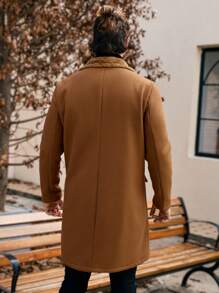 Manfinity CasualCool Chaqueta casual de doble botonadura de unicolor para hombres, para el otoño/invierno, combina y combina la ropa de otoño para hombres, abrigo caqui de invierno para hombres, abrigo cálido de felpa