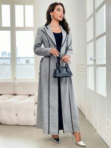 Al Najma Women's Crew Neck Long Sleeve Side-Tie Arabian Abaya, Elegant Maxi Modest Arabian Robe, For Evening Party/Wedding Guest/Anniversary