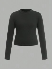 SHEIN 2 件 Tween 女童基本款休闲短款长袖 T 恤