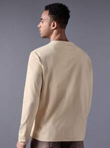 Manfinity VCAY 男士针织休闲宽松亨利领长袖 T 恤 - 軍綠色 - 查看 2