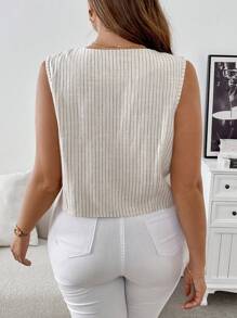 SHEIN Frenchy Áo ghi lê thường ngày họa tiết cỡ lớn cho nữ - Màu be - Xem 2