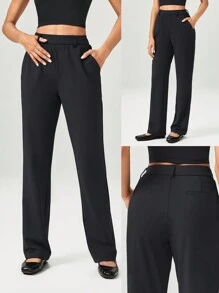 GLOWMODE 29" Versatile Wrinkle-Resistant Stretchy Straight Leg High-Waist Work Pants With Side Pockets Daily Casual Office