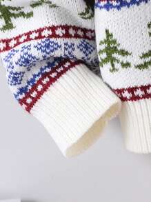 SHEIN Young Boy Winter Classic Jacquard Knitted Long Sleeve Sweater - White - View 5