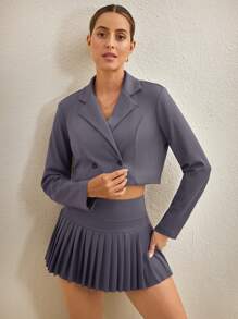 Activina Chaqueta deportiva de manga larga de unicolor con doble botonadura - Gris - Ver 4