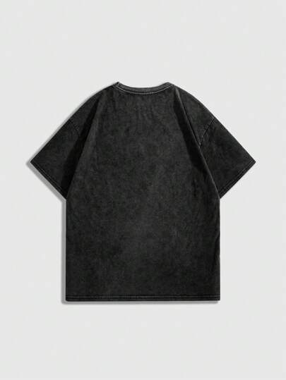 Grunge Punk Camiseta con eslogan impreso para hombre, estilo escolar de los años 2000