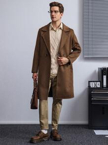 Manfinity Homme V-Ausschnitt ärmellose gestrickte Weste in Unifarbe - Beige - Übersicht 3