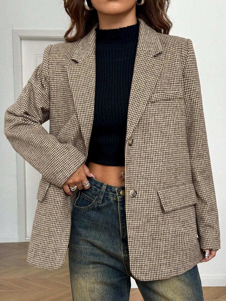 SHEIN EZwear 大码休闲宽松西装外套,女士冬季服装 - 彩色 - 查看 1