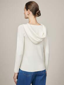 BizChic Suéter blanco marfil con forro térmico, top casual elegante de invierno para mujer para Navidad, Acción de Gracias - Blanco - Ver 3