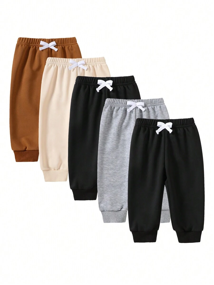 SHEIN Playful Pals Baby Boy's Casual Loose Solid Sweatshirt And Jogger Pants 2Pcs Outfit Set, Autumn Winter Warm Thickened Fashion Korean Style Baby Boy Clothes