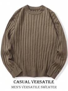 Manfinity Hypemode Men's Solid Color Crew Neck Casual Long Sleeve Sweater