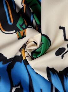 ROMWE MEN Street Life Pantalones cortos con cordón y gráficos de letras tejidos para hombres, adecuados para el uso diario en primavera y verano, escuela - Multicolor - Ver 4