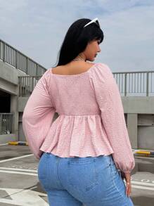 Flirla 大码女式纯色休闲纹理衬衫