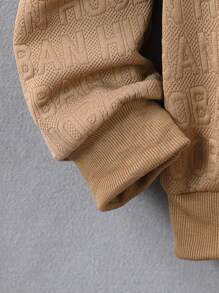 SHEIN Explorewe 3pcs/Set Tween Boy Letter Textures Sweatshirt, Sweatpants & Backpack Outfit (Can Be Sold Separately) - Khaki - View 4