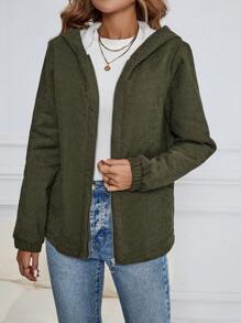 EMERY ROSE Corduroy thermisch gevoerde damesjas, casual dagelijkse winterjas voor dames
