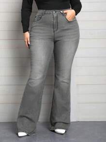 EMERY ROSE Plus Size Flared Flare Stretch Jeans för kvinnor - Grå - Visa 6