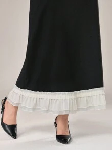 Modelyn Women's Solid Square Neck Elegant Long Sleeve Dress