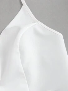 SHEIN Unity Top sin mangas de corte ajustado con escote en V, top elegante y retro de alta gama para mujer - Blanco - Ver 5