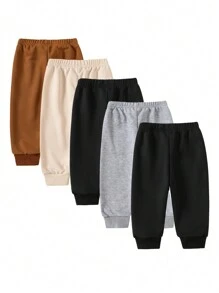 SHEIN Playful Pals Baby Boy's Casual Loose Solid Sweatshirt And Jogger Pants 2Pcs Outfit Set, Autumn Winter Warm Thickened Fashion Korean Style Baby Boy Clothes