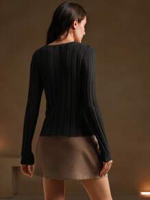 Anewsta Camiseta de cuello redondo de manga larga con diseño de textura de ganchillo y adornos de strass en toda la prenda, de corte casual, sexy, elegante y sencillo, estilo básico