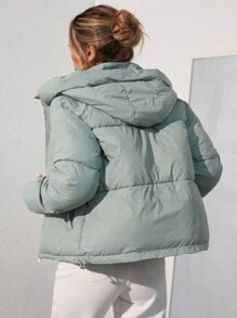 GENKIRA Áo khoác mùa đông dày dặn, vừa vặn, thời trang thường ngày, có đệm cách nhiệt bằng chất liệu tổng hợp Polyfill, áo khoác mùa đông - màu xanh lá - Xem 4