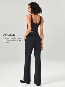 GLOWMODE 29" Versatile Wrinkle-Resistant Stretchy Straight Leg High-Waist Work Pants With Side Pockets Daily Casual Office