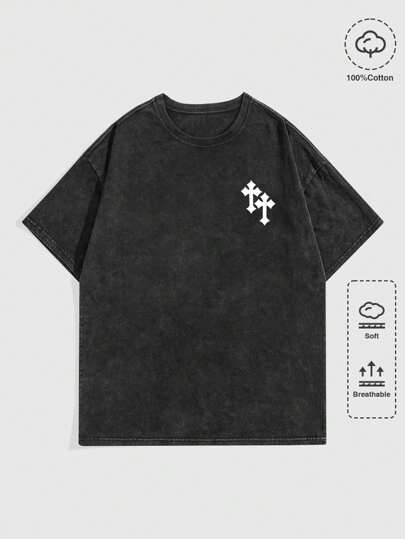 Camiseta de verano con gráfico de letras para hombres, escuela