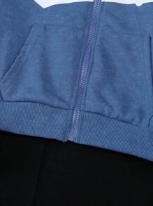 SHEIN Explorewe Star & Letter Print Hooded Sweatshirt For Girls - Blue - View 4