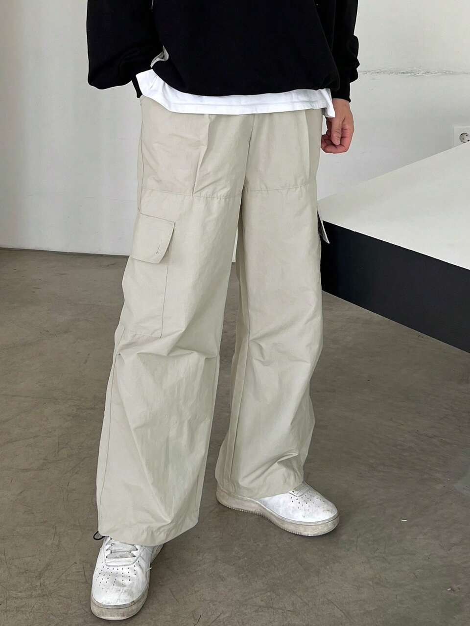 Men's Plain Solid Color Multi-Pocket Casual Pants, Autumn Men Joggers