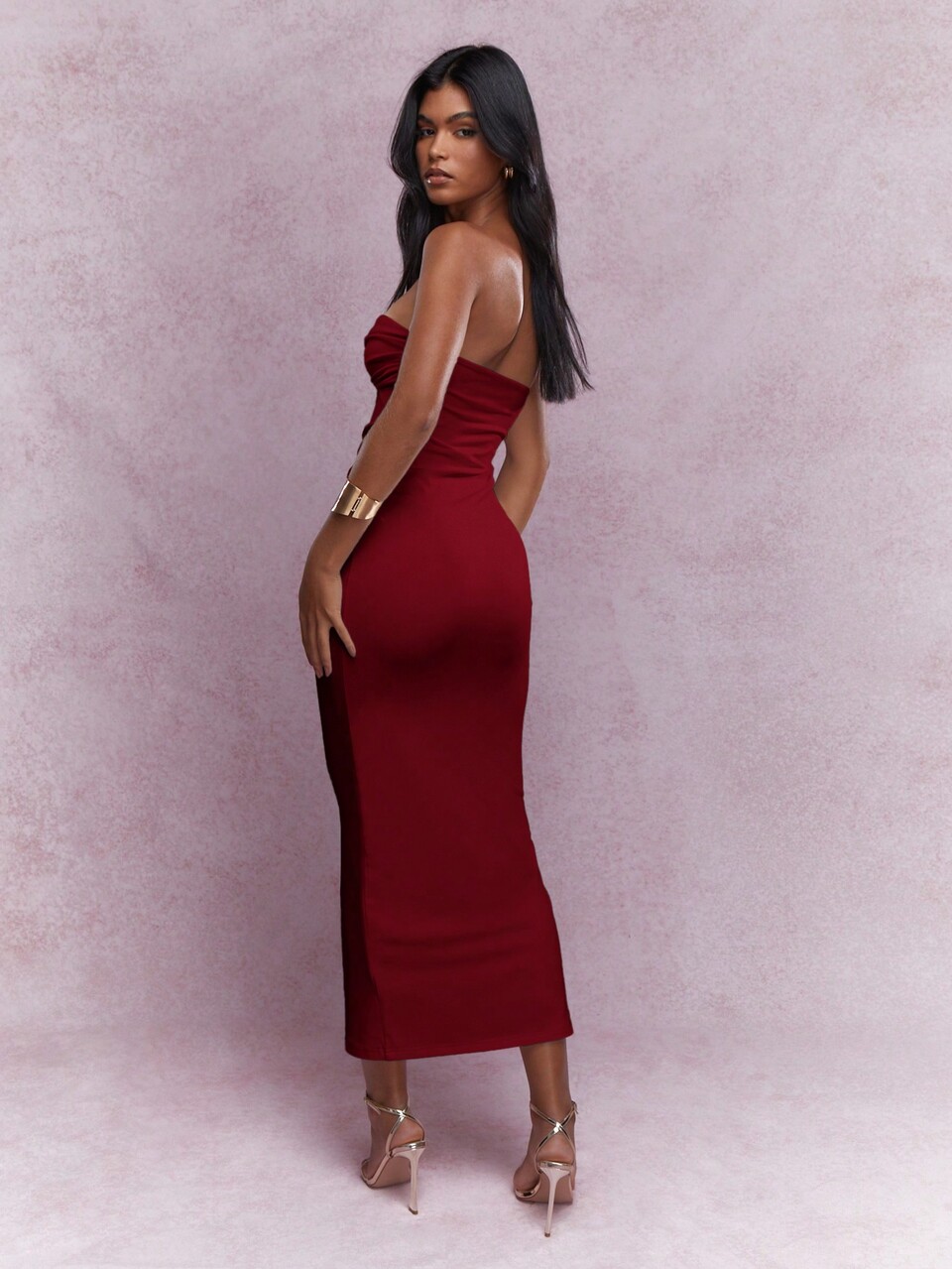 MISSGUIDED Twist Knot Detail Jersey Bandeau Bodycon Maxi Dress Christmas