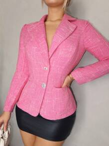 Zolique 女士修身羊毛大衣 - 玫紅色 - 查看 3