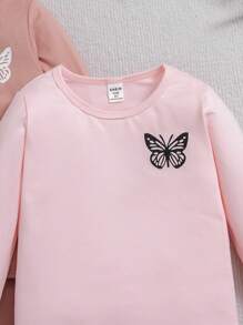 SHEIN Bộ 3 món áo nỉ bó sát và quần dài thường ngày cho bé gái, mùa xuân và thu - Nhiều màu - Xem 6