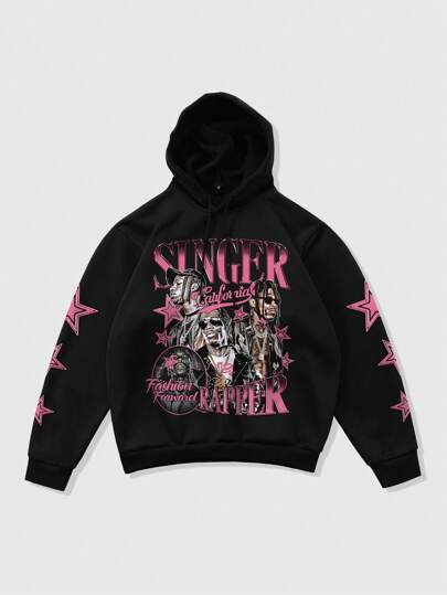 Street Life Men's Portrait Printed Hoodies, Casual Autumn Spring Wear