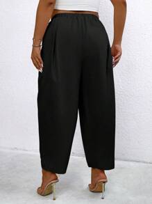 Celure Pantalones informales de talla grande, de unicolor, con cintura elástica y holgados, de 3/4
