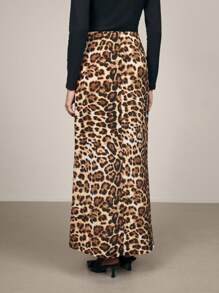 BizChic Women's Elegant Leopard Print Skirt, Holiday Christmas New Year Party, Autumn/Winter - Multicolor - View 6