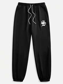 Manfinity NXTstreet Men's Loose Letter Graphic Knit Sweatpants, Pocket, Sports, Joggers, Streetwear - Baby Pink - View 2