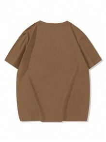 Manfinity Homme Camiseta casual de cuello redondo de manga corta con estampado de letras para hombre