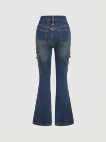 SHEIN Tween Girls Y2K Fashion Denim Flare Pants