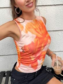 INAWLY Women's Floral Print Crew Neck Slim Fit Casual Tank Top, Summer - Multicolor - View 3