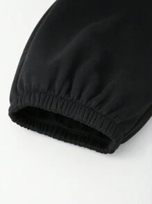 2 pièces Ensemble sweat-shirt à capuche et pantalon Brooklyn avec impression de lettre épaissi, pour garçons adolescents
