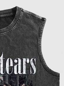 ROMWE MEN Street Life Áo ba lỗ họa tiết hình ảnh và khẩu hiệu dành cho nam, trường học - màu đen - Xem 3