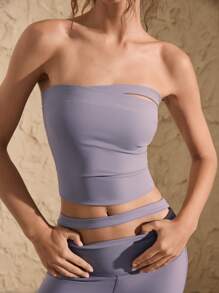 VARSITIE Áo thun thể thao nữ ống đứng Lilac & áo ba lỗ - Xám - Xem 5