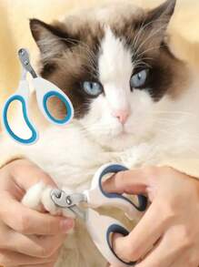 1 件不锈钢猫指甲钳，猫爪修剪器，带保护圆孔，防止出血，适用于猫、鸟、仓鼠等小动物，专业小动物指甲修剪器，单孔橙色、蓝色、装饰 - 藍色 - 查看 10