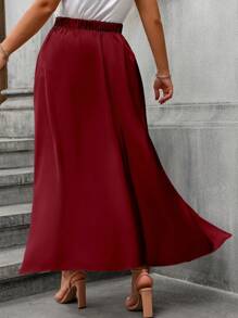 SHEIN Unity Váy Satin thanh lịch cỡ lớn cho nữ màu đỏ tía - Màu Đỏ Sâu - Xem 2