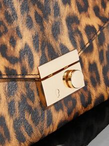 SHEIN SXY Ladies, Women Shoulder Bag, Hobo Bag, Fashionable, Elegant, Simple, Personalized, Versatile, Leopard Print, Animal Print, For Classic, Commute, Office, Date, Daily, Shopping, Afternoon Tea - Coffee Brown - View 5