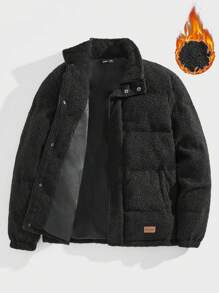 Manfinity VCAY Men's Loose Fit Stand Collar Zip-Up Knit Jacket - Black - View 6