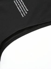 Manfinity Homme Men's Solid Color Sleeveless Front Zipper Pocket Letter Print Casual Vest - Black - View 5