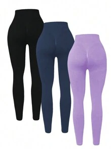 Easithlete Quần legging thể thao hàng ngày cạp cao màu trơn cho nữ - Nhiều màu - Xem 3